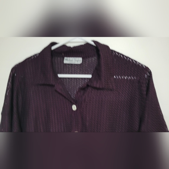 Michael Taylor Button Up Short Sleeve Shirt Purple Size 20. - Picture 12 of 12